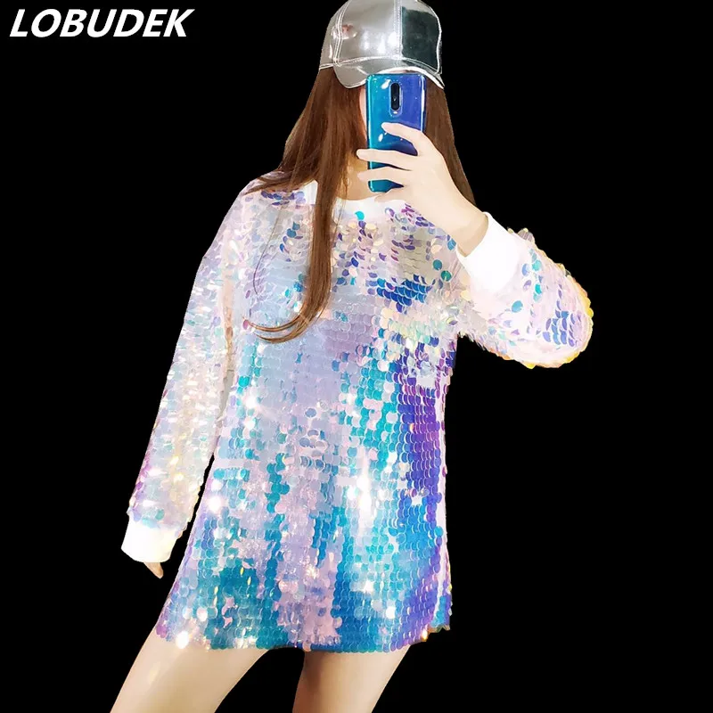Women Colorful Sequins Long Sleeve T-Shirt O-neck Sequined Loose Long Tops Jazz HIP HIP Dancer Costume Dance Stage Wear T-shirts
Women Colorful Sequins Long Sleeve T-Shirt O-neck Sequined Loose Long Tops Jazz HIP HIP Dancer Costume Dance Stage Wear T-shirts