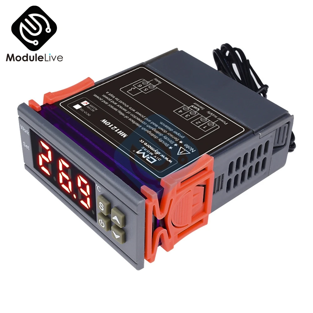 MH1210W 90-250V 10A 220V Digital Temperature Thermostat Regulator Controller -50~110 Celsius Heating Cooling Control NTC Sensor
MH1210W 90-250V 10A 220V Digital Temperature Thermostat Regulator Controller -50~110 Celsius Heating Cooling Control NTC Sensor