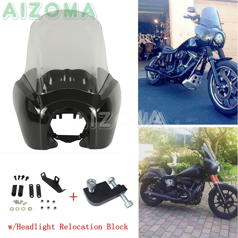 Gloss Black Front Fairing w/ 15" Clear Windshield Kits Motorcycle Headlight Mask Cover for Harley Dyna FXD FXDB 1987-2017
Gloss Black Front Fairing w/ 15" Clear Windshield Kits Motorcycle Headlight Mask Cover for Harley Dyna FXD FXDB 1987-2017