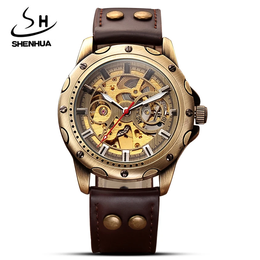 Bronze Automatic Mechanical Men Watch Top Brand Luxury Leather Skeleton Military Mechanical Clock Male Bracelet Wristwatch
Bronze Automatic Mechanical Men Watch Top Brand Luxury Leather Skeleton Military Mechanical Clock Male Bracelet Wristwatch