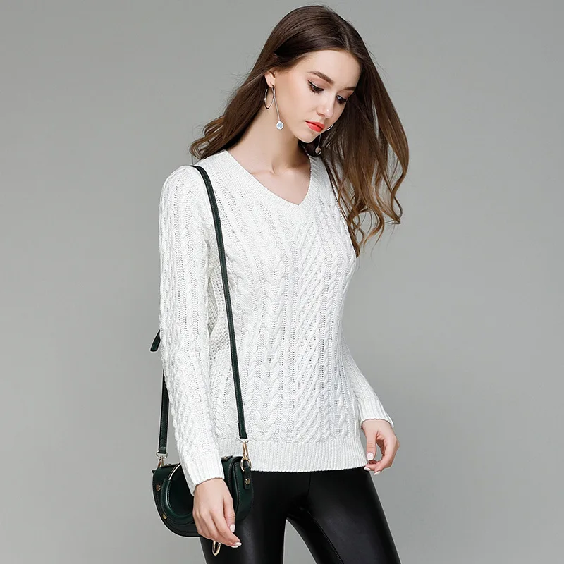 Lady Knitted Women's Sweater Long-sleeved V Neck Sweaters Women Fashion Pullover Female Knitted Top Jumper Sweater B-9260
Lady Knitted Women's Sweater Long-sleeved V Neck Sweaters Women Fashion Pullover Female Knitted Top Jumper Sweater B-9260