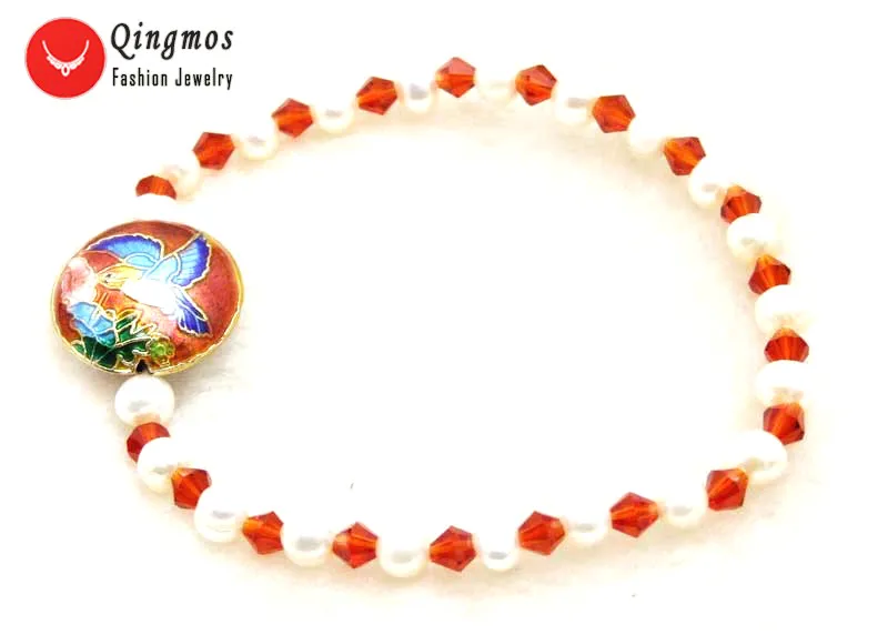 Qingmos Trendy 5-6mm White Natural Pearl Bracelets for Women with Red Crystal and 18mm Cloisonne Bracelet Jewelry 7.5'' bra397
Qingmos Trendy 5-6mm White Natural Pearl Bracelets for Women with Red Crystal and 18mm Cloisonne Bracelet Jewelry 7.5'' bra397