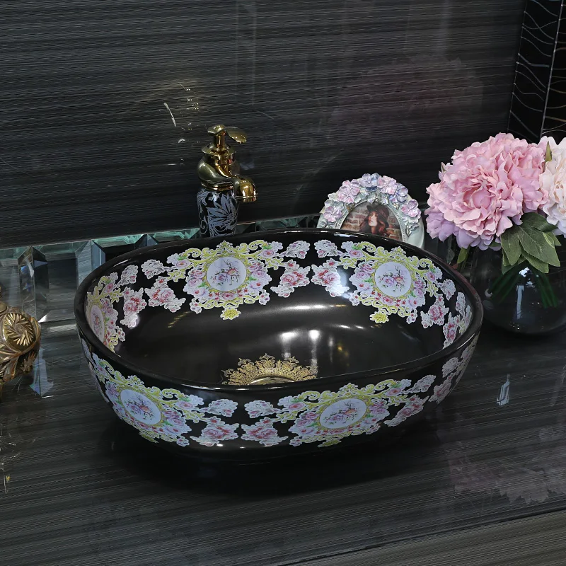 Oval black Procelain Europe Vintage Style Art wash basin Ceramic Counter Top Wash Basin Bathroom Sinks counter top washbasin
Oval black Procelain Europe Vintage Style Art wash basin Ceramic Counter Top Wash Basin Bathroom Sinks counter top washbasin