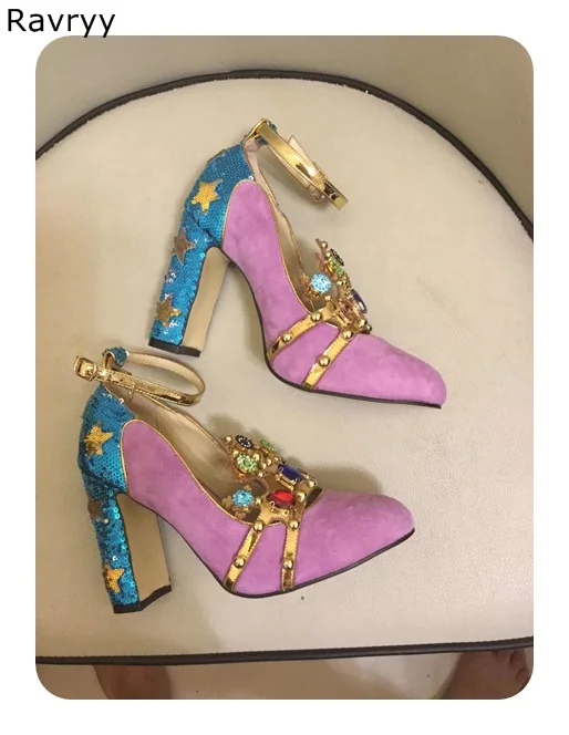 Colorful Crystal Woman's high heels purple sexy pump patchwork female party dress shoe bling bling blue square heel single shoes
Colorful Crystal Woman's high heels purple sexy pump patchwork female party dress shoe bling bling blue square heel single shoes