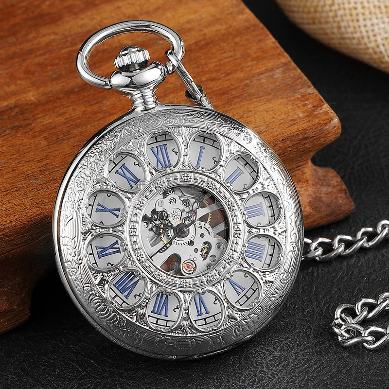 Unique Silver Hollow Skeleton Mechanical Pocket Watch With Waist Chain Elegant Carving Retro Fashion Mens Womens Pocket Watches
Unique Silver Hollow Skeleton Mechanical Pocket Watch With Waist Chain Elegant Carving Retro Fashion Mens Womens Pocket Watches