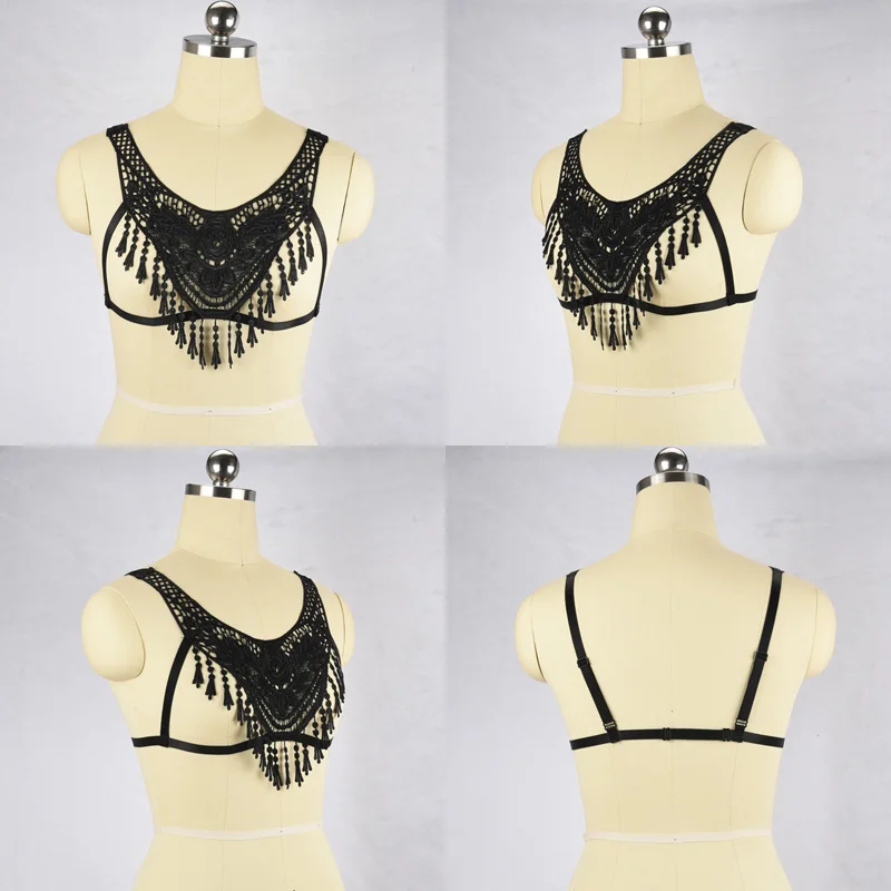 Black Sexy Tassel Harness Lace Vast Body Open Chest Cage Bra Sexy Harness Bra Bondage Lingerie 90's Cupless Bra O0349
Black Sexy Tassel Harness Lace Vast Body Open Chest Cage Bra Sexy Harness Bra Bondage Lingerie 90's Cupless Bra O0349