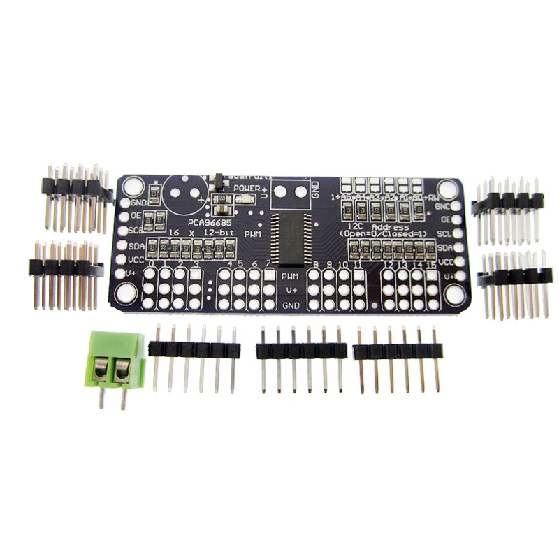 HOT 10pcs/lot 16 Channel 12-bit PWM/Servo Driver-I2C interface PCA9685 for or Raspberry pi shield module servo shield
HOT 10pcs/lot 16 Channel 12-bit PWM/Servo Driver-I2C interface PCA9685 for or Raspberry pi shield module servo shield