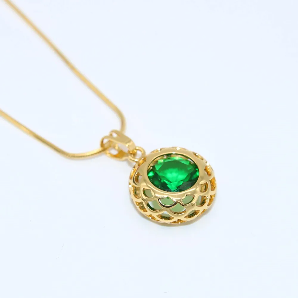Round Cut Green Gemstone Pendant Necklace Yellow Gold Filled Vintage Filigree Hollow Women's Neck Chain Mother's Gift
Round Cut Green Gemstone Pendant Necklace Yellow Gold Filled Vintage Filigree Hollow Women's Neck Chain Mother's Gift