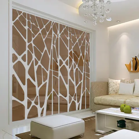 3D Wall Decals Mirror Surface Wall Stickers Self-adhesive Removable Vinyl Mural Geometric Wall Stickers Living Room Decoration
