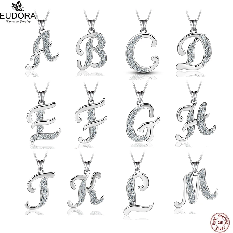 Eudora 100% 925 Sterling Silver Capital Letter Shiny Crystal Pendant Necklace Jewelry Christmas Gift
Eudora 100% 925 Sterling Silver Capital Letter Shiny Crystal Pendant Necklace Jewelry Christmas Gift