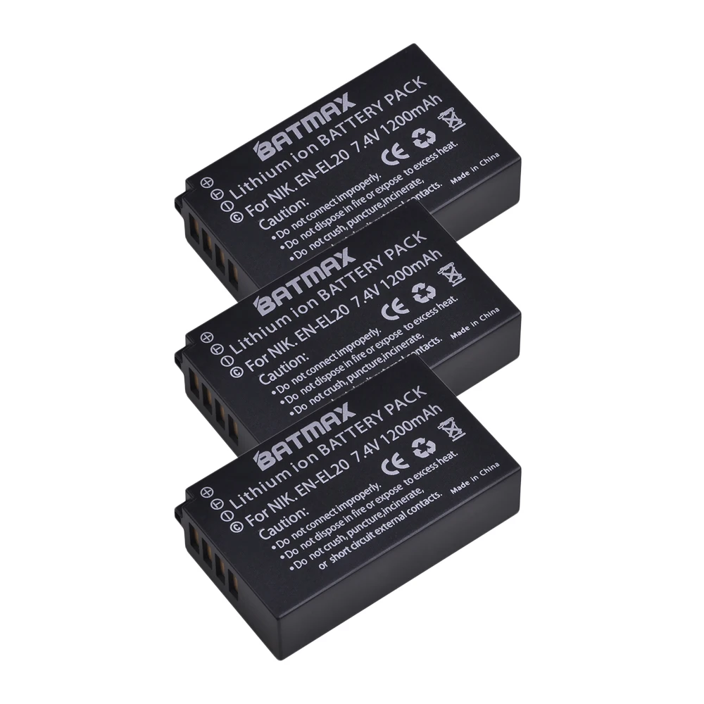 Batmax 3PCS EN-EL20 EN EL20 ENEL20 Rechargeable Camera Battery for Nikon EN-EL20a 1 J1 J2 J3 S1 Digital Camera
Batmax 3PCS EN-EL20 EN EL20 ENEL20 Rechargeable Camera Battery for Nikon EN-EL20a 1 J1 J2 J3 S1 Digital Camera