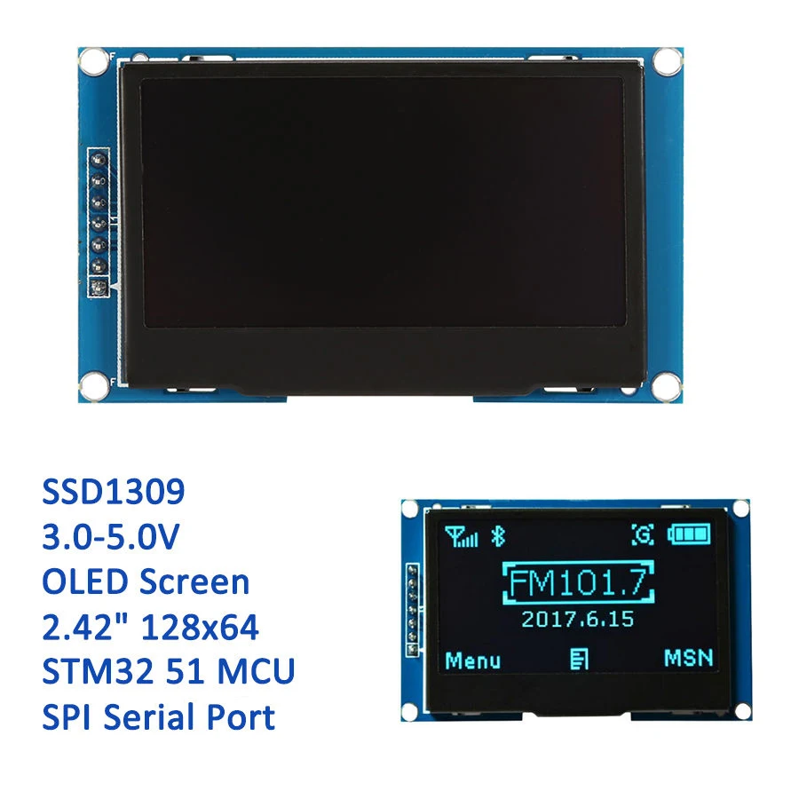 Модуль ЖК-дисплея 2,42 дюйма, oled-дисплей 12864 дюйма, SPI OLEDS, синий экран 3 в-5 в, oled-дисплей 2,42 дюйма SSD1309, совместим с ARDUINO C51 STM32, «сделай сам»
Модуль ЖК-дисплея 2,42 дюйма, oled-дисплей 12864 дюйма, SPI OLEDS, синий экран 3 в-5 в, oled-дисплей 2,42 дюйма SSD1309, совместим с ARDUINO C51 STM32, «сделай сам»