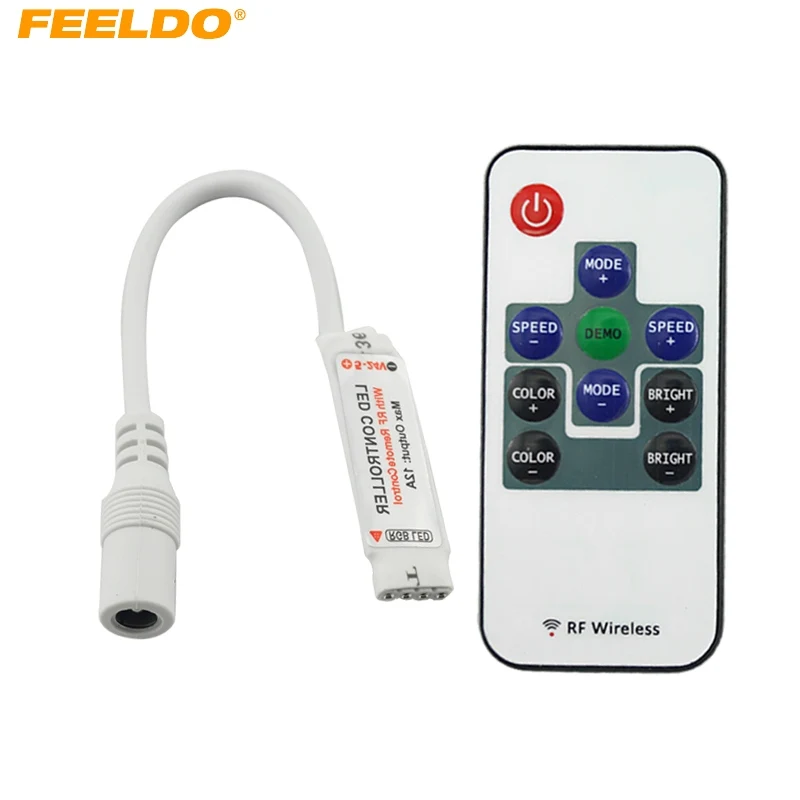 FEELDO Car Mini RF RGB Controller Wireless LED Light Remote Controller for RGB 5050/3528 LED Lights Strips #3929
FEELDO Car Mini RF RGB Controller Wireless LED Light Remote Controller for RGB 5050/3528 LED Lights Strips #3929