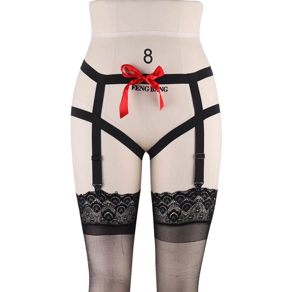 Elastic Black High Waist Garters Belt Red Ribbon Body Bondage Harness Lingerie Gothic Pole Dance Prom Dresses Underwear P0122
Elastic Black High Waist Garters Belt Red Ribbon Body Bondage Harness Lingerie Gothic Pole Dance Prom Dresses Underwear P0122