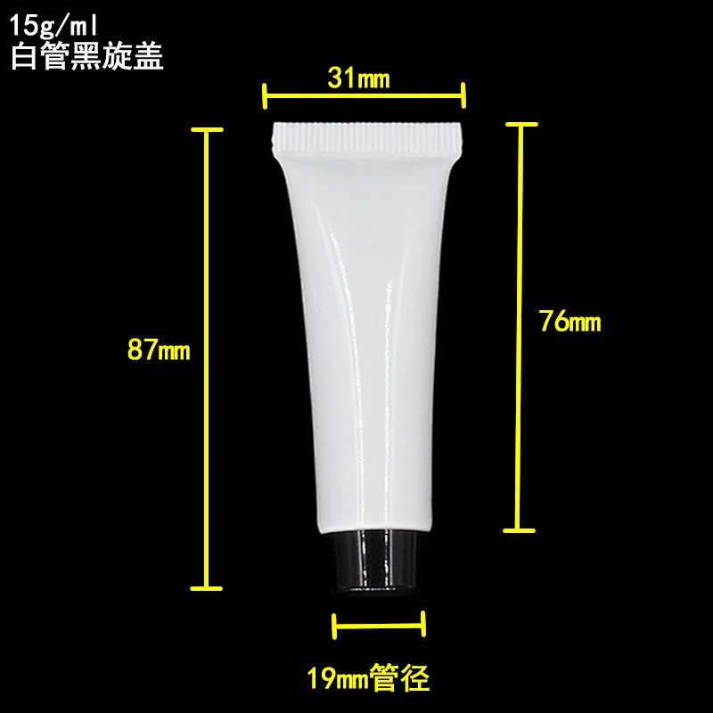 15ML Sunscreen scream Tube, 15G white Cream Tube with white or black screw lid, 15ml plastic soft tube cosmetics
15ML Sunscreen scream Tube, 15G white Cream Tube with white or black screw lid, 15ml plastic soft tube cosmetics