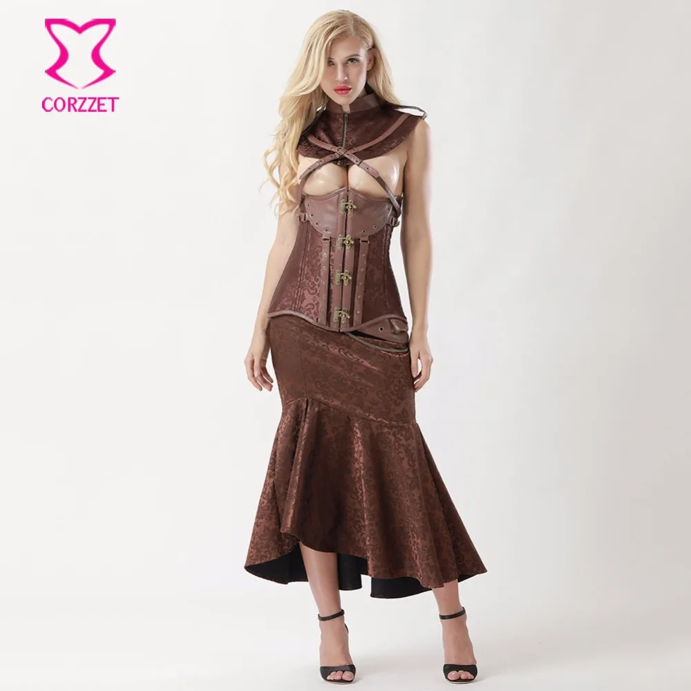 Womens Vintage Steampunk Corset Dress Gothic Clothing Underbust Corsets Bustier Sexy Mermaid Skirt Set Burlesque Dresses
Womens Vintage Steampunk Corset Dress Gothic Clothing Underbust Corsets Bustier Sexy Mermaid Skirt Set Burlesque Dresses