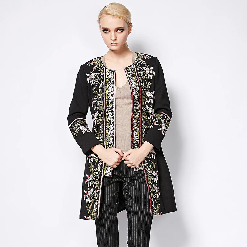 Vintage Windbreaker New Winter Fashion Women Coat Full Sleeve Heavy Flower Embroidery Black Elegant Famous Trench
Vintage Windbreaker New Winter Fashion Women Coat Full Sleeve Heavy Flower Embroidery Black Elegant Famous Trench
