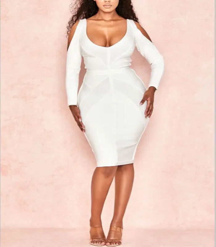 Elegant women bandage dresses white rayon knee length evening club party bodycon dresses 2019 spring autumn dress vestidos
Elegant women bandage dresses white rayon knee length evening club party bodycon dresses 2019 spring autumn dress vestidos