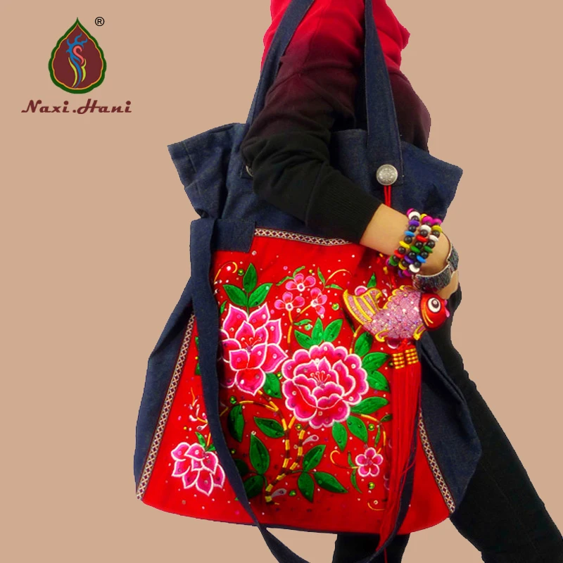 National style Shoulder bag for women Embroidery canvas bag large floral denim bag Fashion Vintage messenger bags Women's bag
National style Shoulder bag for women Embroidery canvas bag large floral denim bag Fashion Vintage messenger bags Women's bag