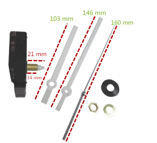 DHL 100 sets Silent Quartz Wall Clock Movement Mechanism Wide Hands Repair Kit Tool Set With Hook 21 mm Shaft
DHL 100 sets Silent Quartz Wall Clock Movement Mechanism Wide Hands Repair Kit Tool Set With Hook 21 mm Shaft