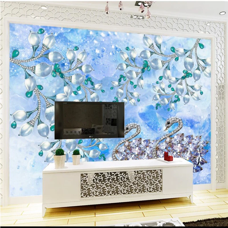 wellyu Beautiful custom large fresco green wallpaper swan 3D stereo jewelry background wall luxury TV backdrop wall
wellyu Beautiful custom large fresco green wallpaper swan 3D stereo jewelry background wall luxury TV backdrop wall