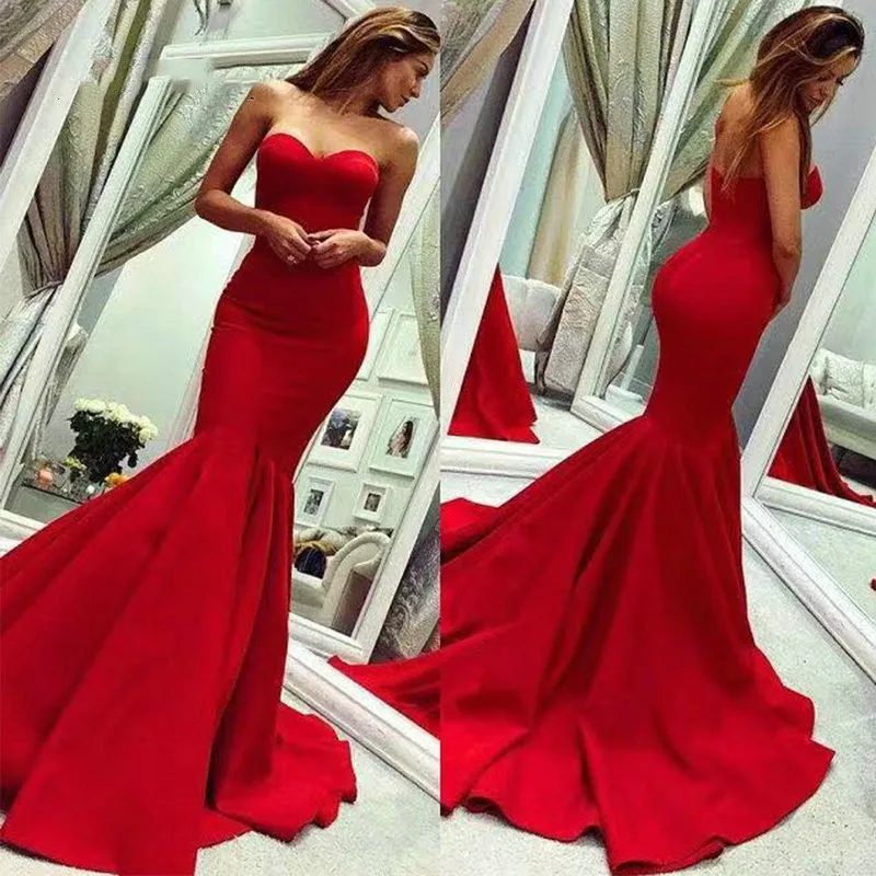 Hot Sale Red Mermaid Prom Dress 2020 Satin Long Dress Sweetheart sleeveless Sexy Backless Simple Design Woman Gala Gown
Hot Sale Red Mermaid Prom Dress 2020 Satin Long Dress Sweetheart sleeveless Sexy Backless Simple Design Woman Gala Gown