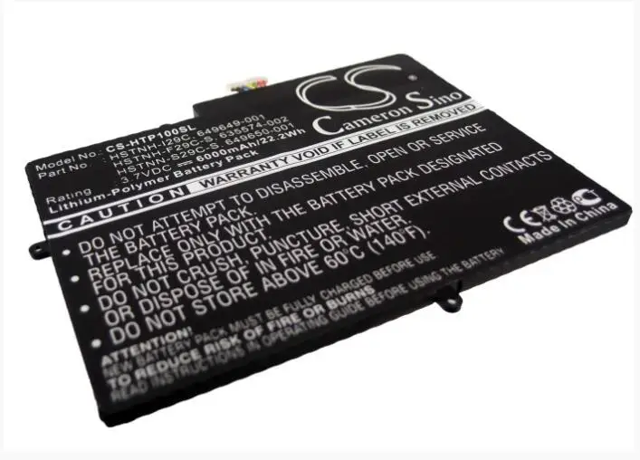 Аккумулятор Cameron Sino 6000mAh для HP TouchPad 10 635574-001 635574-002 649649-001 649650-001 HSTNH-F29C-S, планшетный аккумулятор
Аккумулятор Cameron Sino 6000mAh для HP TouchPad 10 635574-001 635574-002 649649-001 649650-001 HSTNH-F29C-S, планшетный аккумулятор