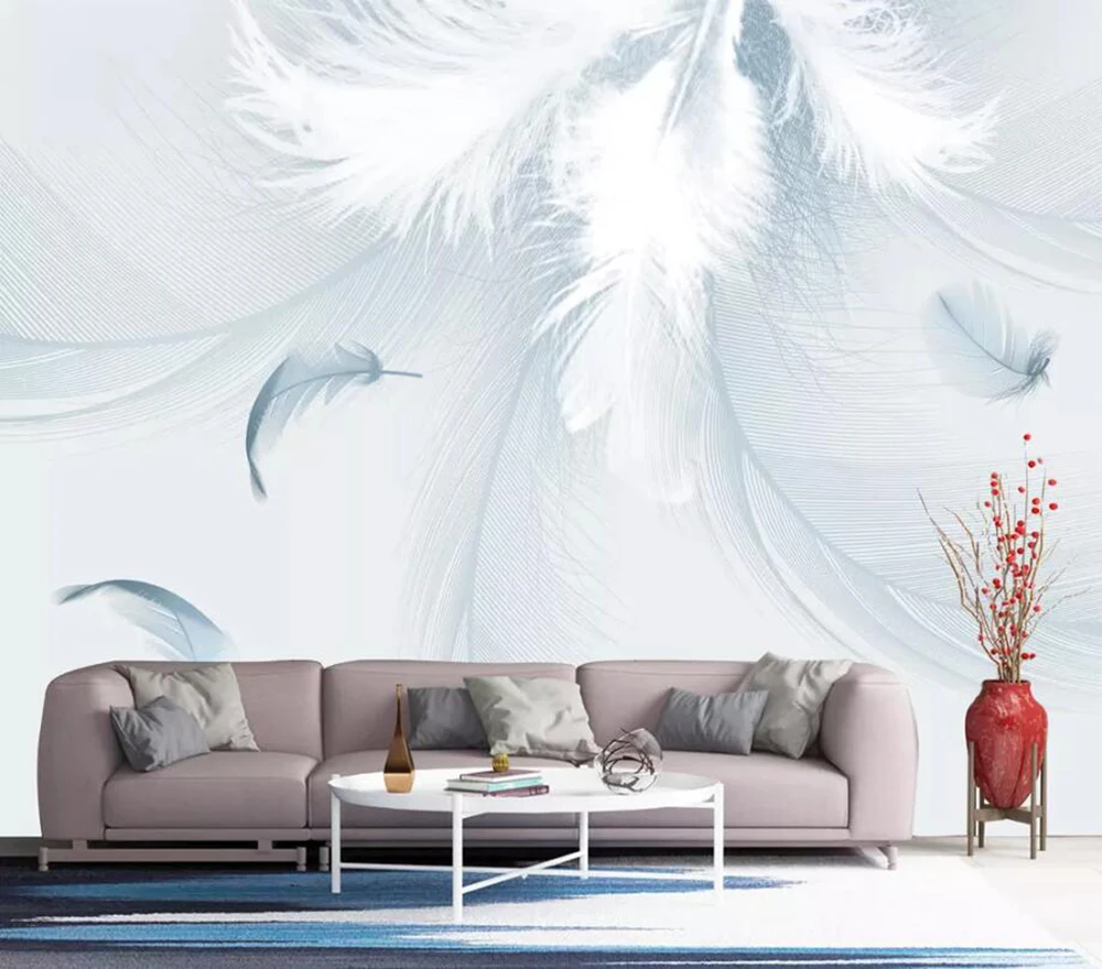 Custom mural wallpaper 3D feather Nordic style bedroom living room background wall
Custom mural wallpaper 3D feather Nordic style bedroom living room background wall