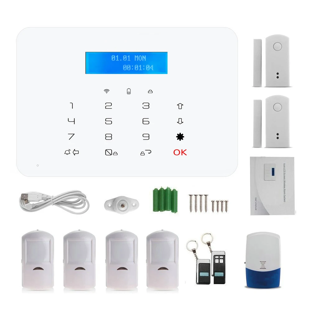 Wireless Touch panel keypad GSM SMS Alarm system 433MHz Bulit-in Battery Home security Alarm Motion PIR detector magnet
Wireless Touch panel keypad GSM SMS Alarm system 433MHz Bulit-in Battery Home security Alarm Motion PIR detector magnet