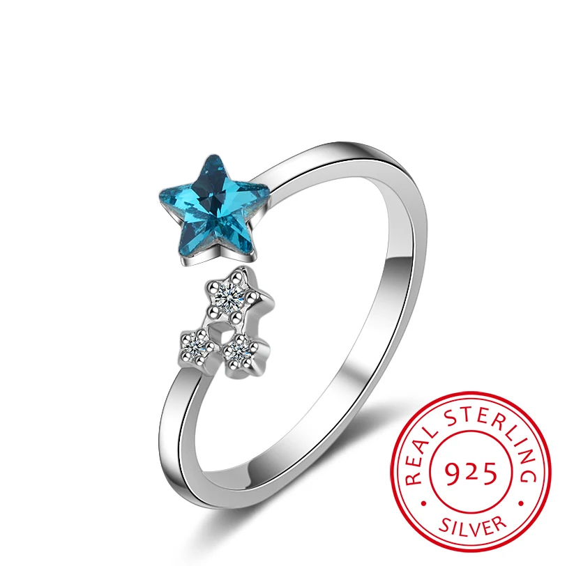 925 Sterling Silver Open Ring Blue Zirconia Jewelry Simple Women's Silver Jewelry Lucky Ring Romantic Wedding Jewelry
925 Sterling Silver Open Ring Blue Zirconia Jewelry Simple Women's Silver Jewelry Lucky Ring Romantic Wedding Jewelry