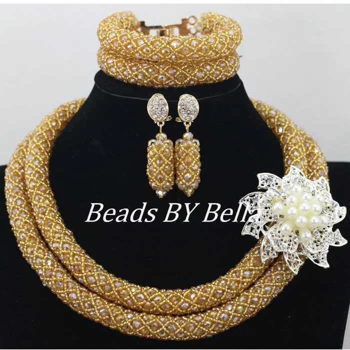 Hot Sale Gold Nigerian Beads Necklace Bridal Jewelry Sets African Wedding Beads Jewelry Set Crystal Free Shipping ABF161
Hot Sale Gold Nigerian Beads Necklace Bridal Jewelry Sets African Wedding Beads Jewelry Set Crystal Free Shipping ABF161