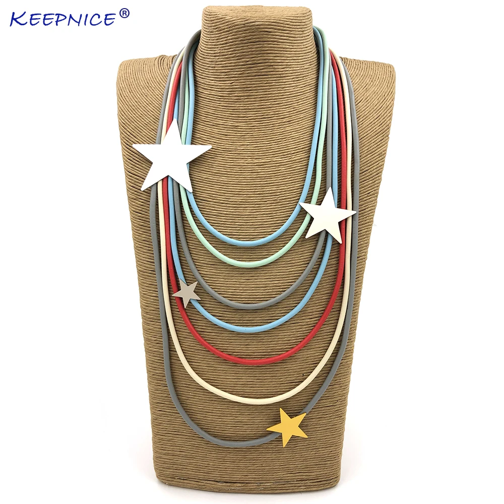 New Aluminum star shape charm Rubber rope multi layers statement choker necklace clothes accessories for new office lady
New Aluminum star shape charm Rubber rope multi layers statement choker necklace clothes accessories for new office lady