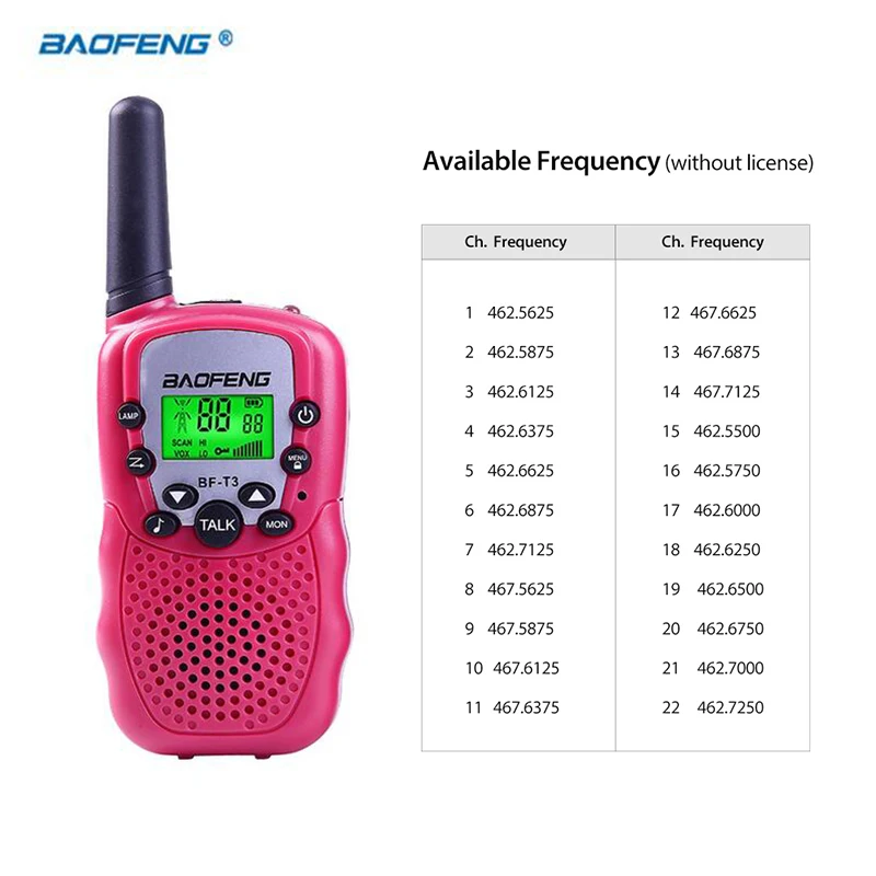 A Pair Portable Small Mini Walkie Talkie Kids Child 5km Baofeng BF-T3 CB Radio For Uhf Frequency Radio Station Ham Two Way Radio
A Pair Portable Small Mini Walkie Talkie Kids Child 5km Baofeng BF-T3 CB Radio For Uhf Frequency Radio Station Ham Two Way Radio