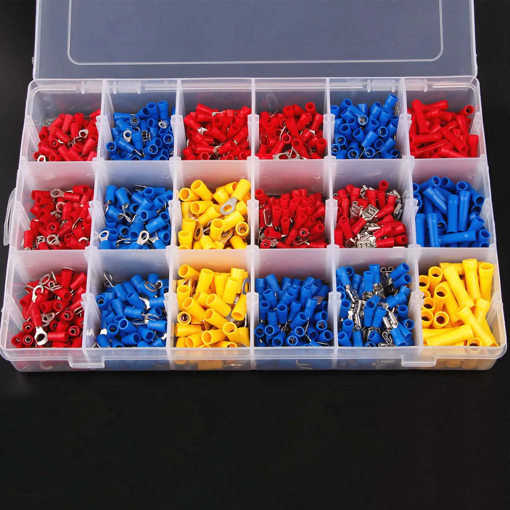 1200Pcs Assorted Insulated Spade Cable Connector Crimp Electrical Wire Terminal Set Red Blue Yellow
1200Pcs Assorted Insulated Spade Cable Connector Crimp Electrical Wire Terminal Set Red Blue Yellow