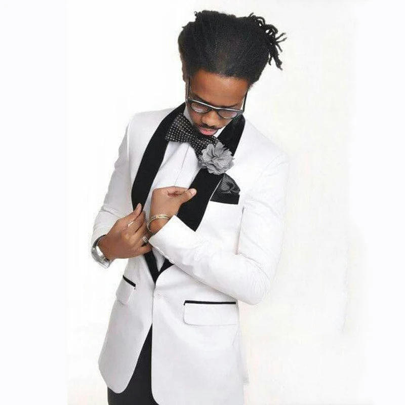 Custom Made White Groom Tuxedos Costume Homme Terno Masculino Slim Fit Men Wedding Suits Blazers Black Lapel 2Piece Coat Pant
Custom Made White Groom Tuxedos Costume Homme Terno Masculino Slim Fit Men Wedding Suits Blazers Black Lapel 2Piece Coat Pant