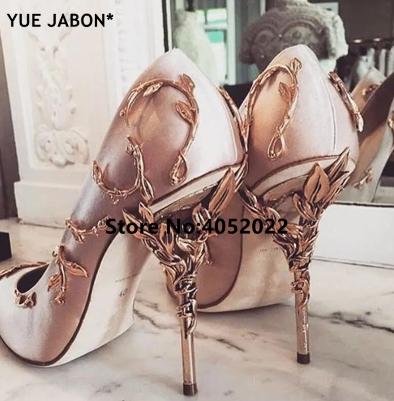 YUE JABON Туфли с острым носком Потрясающие свадебные туфли Женские туфли-лодочки на металлическом каблуке с листьями Свадебное платье Атласные кожаные туфли на высоком каблуке
YUE JABON Туфли с острым носком Потрясающие свадебные туфли Женские туфли-лодочки на металлическом каблуке с листьями Свадебное платье Атласные кожаные туфли на высоком каблуке
