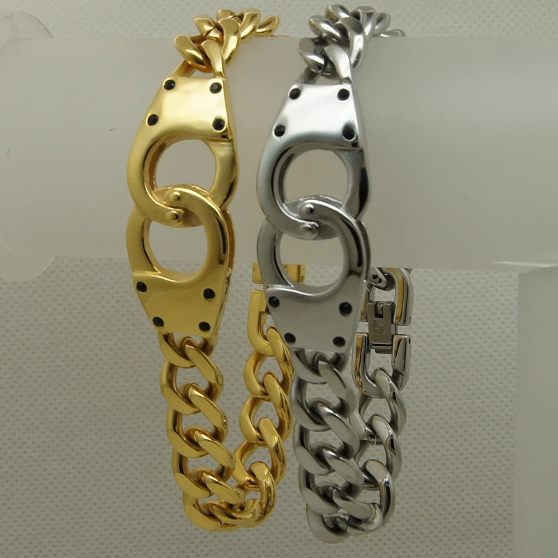 cool 8.66'' silver/gold plating handcuffs curblink 316L stainless steel bracelet
cool 8.66'' silver/gold plating handcuffs curblink 316L stainless steel bracelet