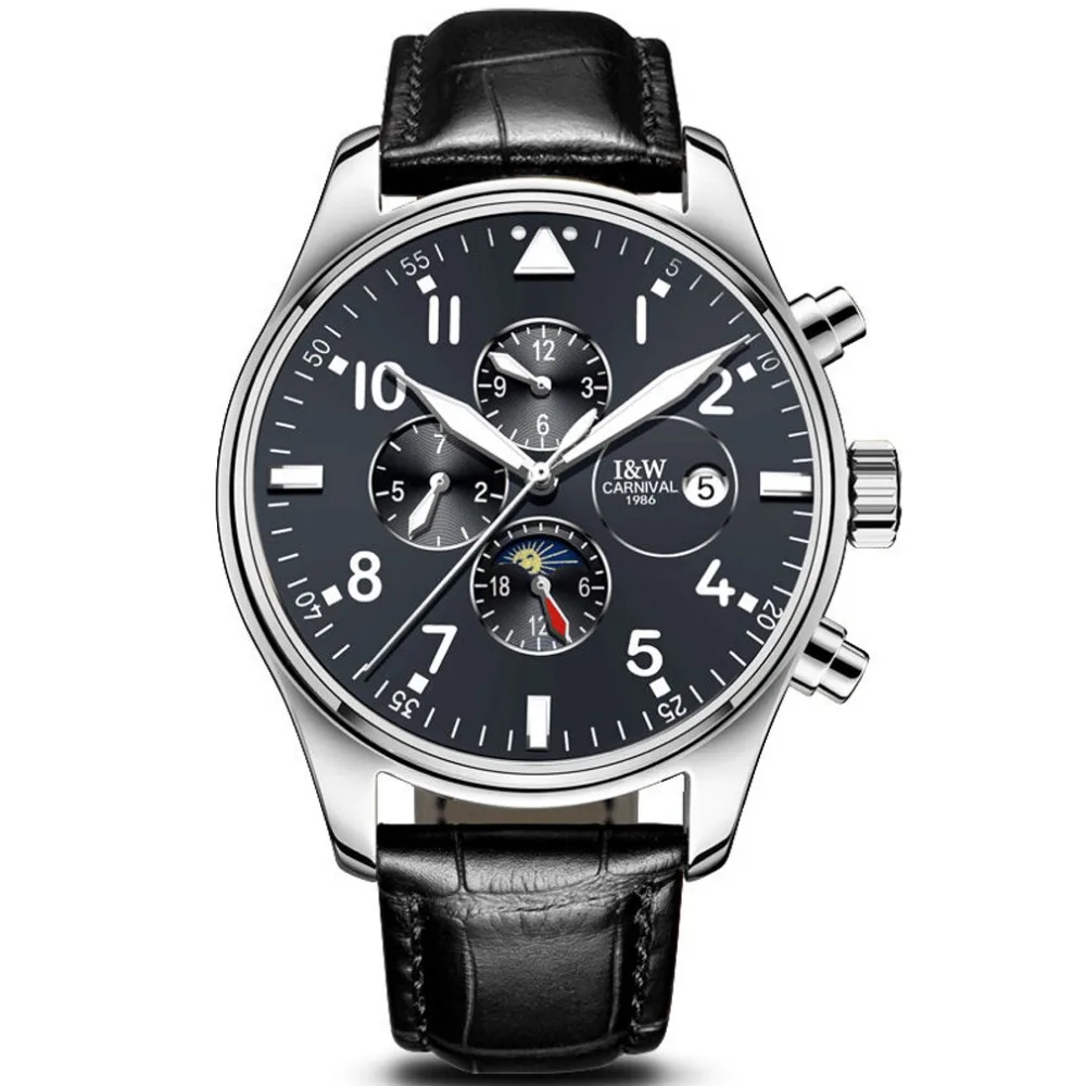 Carnival Mens Business Multifunction Dial Leather Watchband Automatic Mechanical Watch - silver bezel grey dial
Carnival Mens Business Multifunction Dial Leather Watchband Automatic Mechanical Watch - silver bezel grey dial
