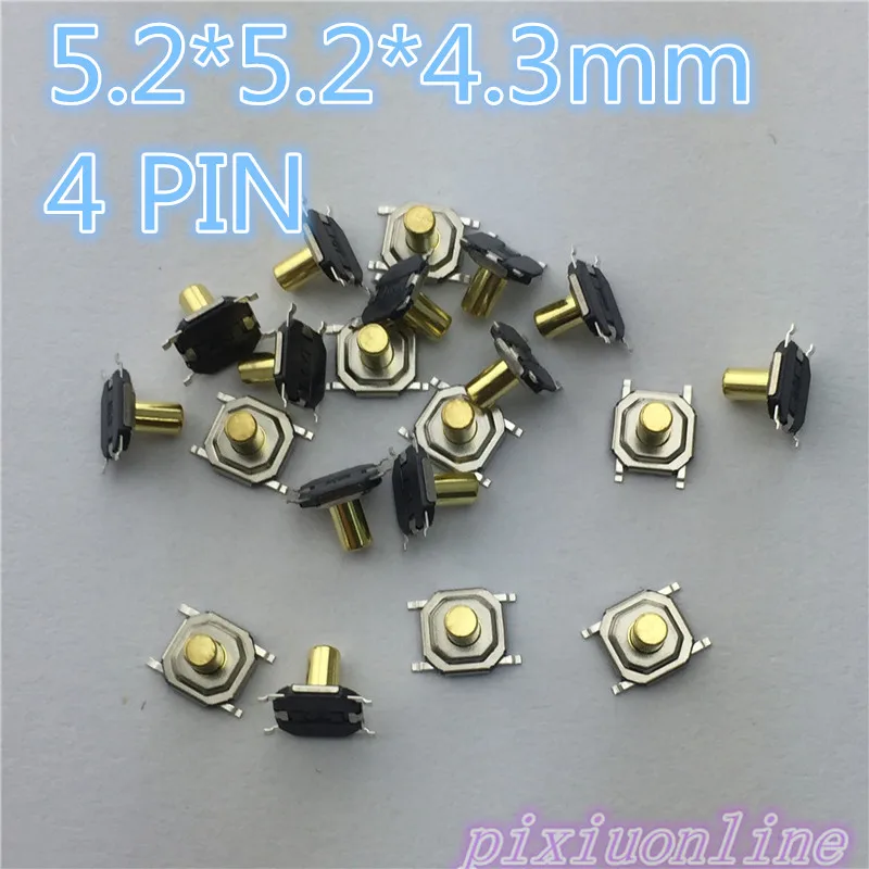 Металлический Тактильный кнопочный выключатель G68, 5,2*5,2*4,3 мм, 4 контакта, 20 шт.
Металлический Тактильный кнопочный выключатель G68, 5,2*5,2*4,3 мм, 4 контакта, 20 шт.