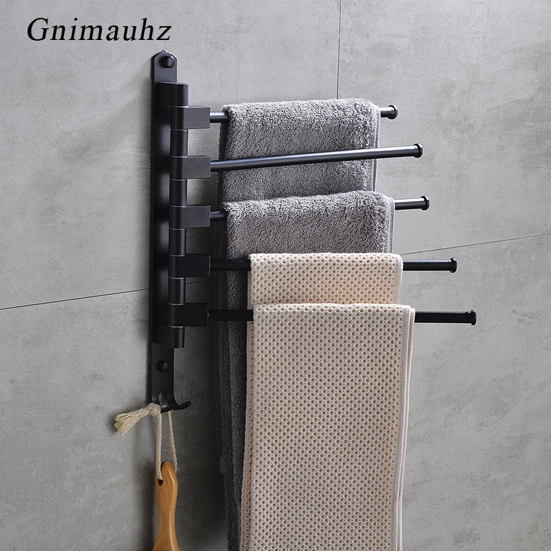 Black Aluminum Towel Bar Active Towel Rack Bathroom Hardware accessories Wall Mount Swivel 3 4 5 Arms with Hooks
Black Aluminum Towel Bar Active Towel Rack Bathroom Hardware accessories Wall Mount Swivel 3 4 5 Arms with Hooks