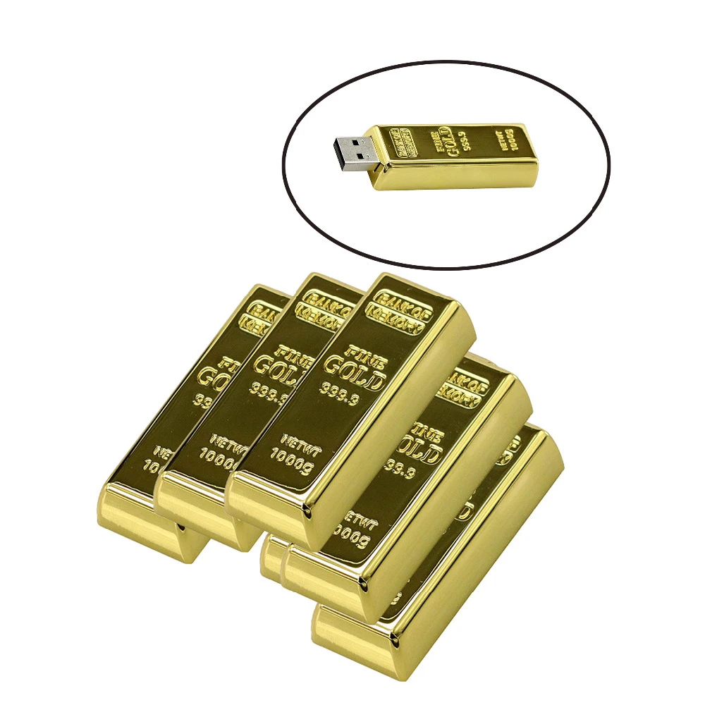 Fashion Bullion Gold Bar USB Flash Drive Pen Drive Flash Memory Stick Flash Drives 64G 32GB 16GB 8GB 4GB Pendrive Memory Storage
Fashion Bullion Gold Bar USB Flash Drive Pen Drive Flash Memory Stick Flash Drives 64G 32GB 16GB 8GB 4GB Pendrive Memory Storage