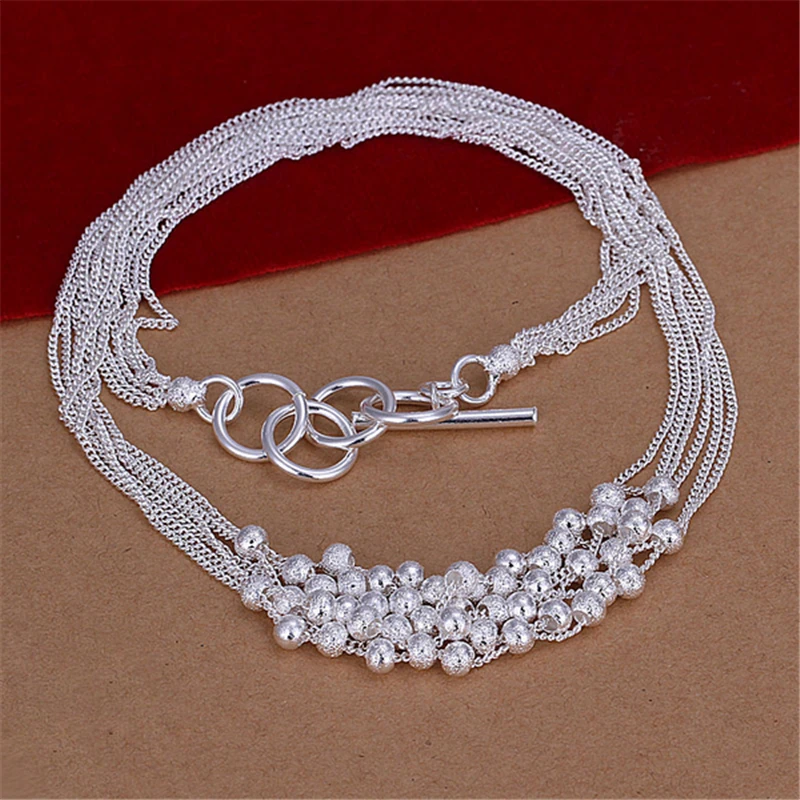 DOTEFFIL 925 Sterling Silver Frosted Grape Beads Multi-Chain Necklace Fashion Wedding Engagement Party Charm Jewelry 
DOTEFFIL 925 Sterling Silver Frosted Grape Beads Multi-Chain Necklace Fashion Wedding Engagement Party Charm Jewelry