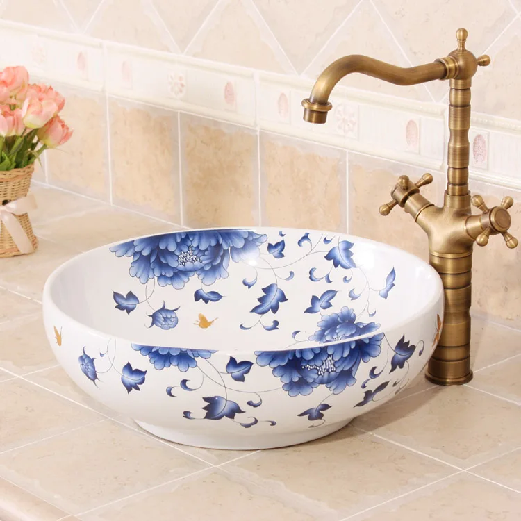 Blue And White butterfly Painting China Ceramic Art Basin Sink Counter Top Wash Basin Bathroom Sinks single bowl wash basin
Blue And White butterfly Painting China Ceramic Art Basin Sink Counter Top Wash Basin Bathroom Sinks single bowl wash basin