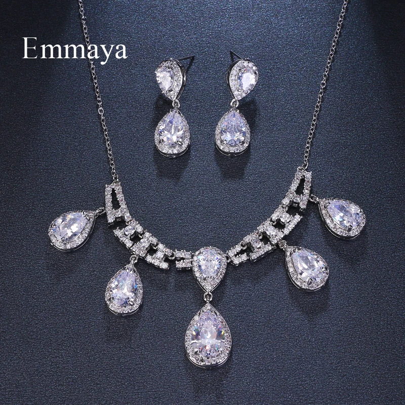 Emmaya Brand Wedding Luxury Jewelry Sets Bridal Necklace Set for Women Teardrop White Zircon Jewelry Set Silver Color Engagement
Emmaya Brand Wedding Luxury Jewelry Sets Bridal Necklace Set for Women Teardrop White Zircon Jewelry Set Silver Color Engagement