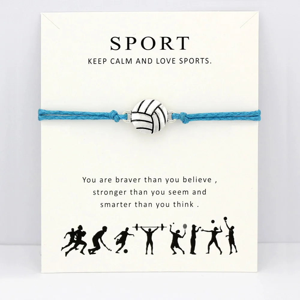 Volleyball Baseball Softball Basketball Soccer Ice Hockey Tennis Sports Charm Card Bracelets Women Men Jewelry Gift Many Styles
Volleyball Baseball Softball Basketball Soccer Ice Hockey Tennis Sports Charm Card Bracelets Women Men Jewelry Gift Many Styles