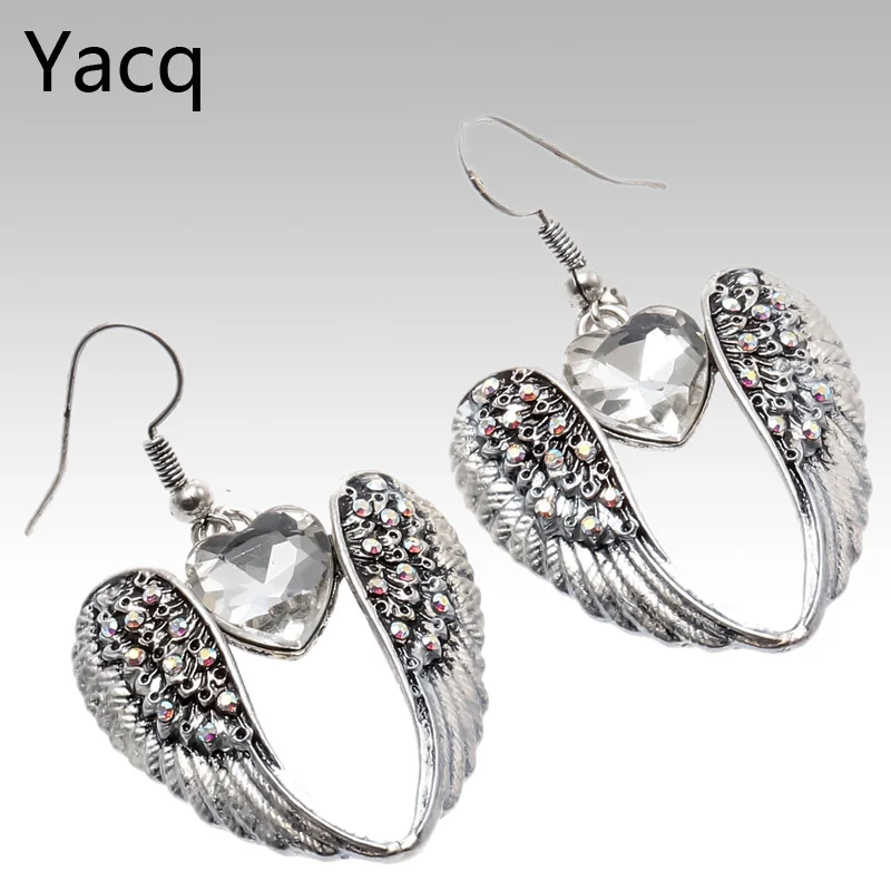 YACQ Wings Heart Dangle Drop Earrings Antique Silver Color W Crystal Women Girls Biker Bling Jewelry Gifts Dropshipping EC06
YACQ Wings Heart Dangle Drop Earrings Antique Silver Color W Crystal Women Girls Biker Bling Jewelry Gifts Dropshipping EC06