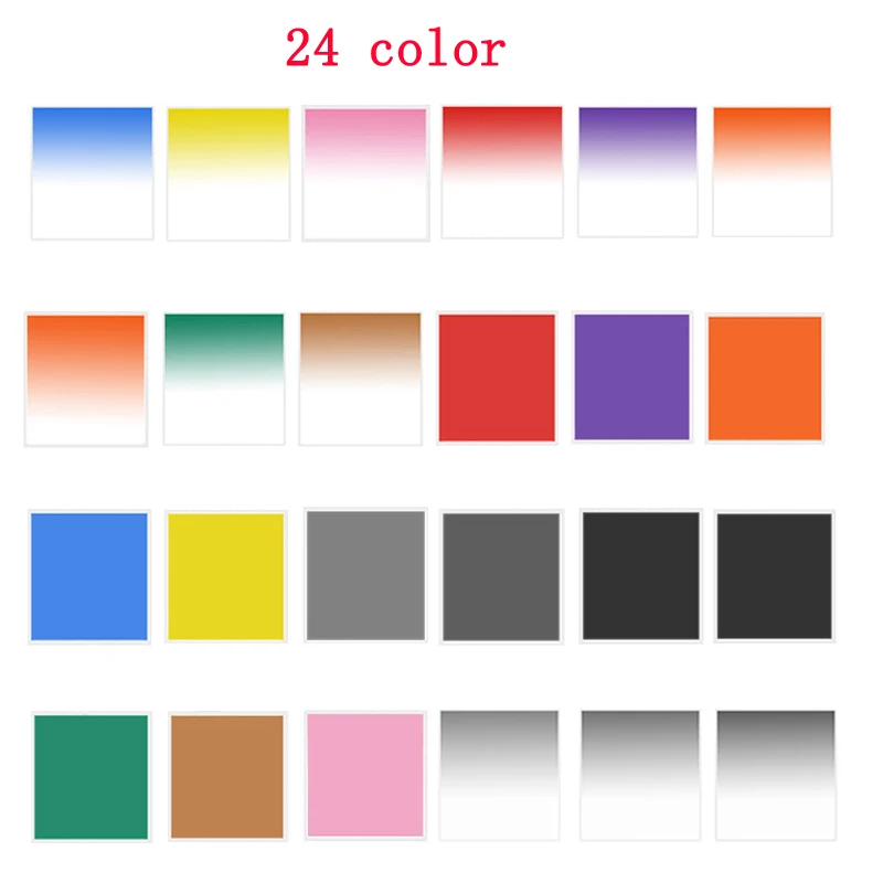 50pcs/lot 24 Color square Filters full color filters / Graduated color filers for Cokin P
50pcs/lot 24 Color square Filters full color filters / Graduated color filers for Cokin P