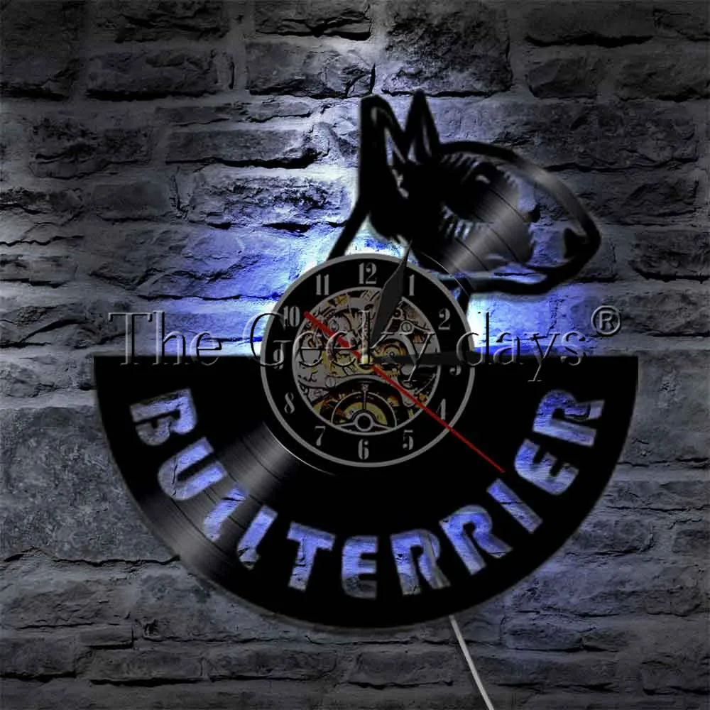 English Bull Terrier Breed Vinyl Record Wall Clock With LED illumination Pet Dog Puppy Wall Hanging Decorative Lighting
English Bull Terrier Breed Vinyl Record Wall Clock With LED illumination Pet Dog Puppy Wall Hanging Decorative Lighting