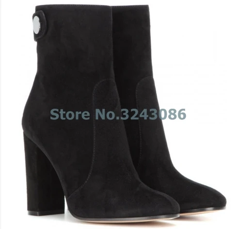 Black Apricot Suede Pointed Toe Thick High Heel Boots Concise Style Sewing Spring Autumn Short Boots New Leather Ankle Boots
Black Apricot Suede Pointed Toe Thick High Heel Boots Concise Style Sewing Spring Autumn Short Boots New Leather Ankle Boots