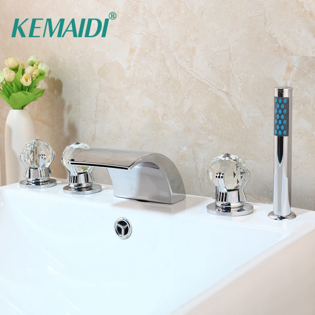 KEMAIDI Deck Mounted 5 Pcs Set Faucet Waterfall Spout With Hand Sprayer Bathroom Tub Faucet Bath Shower Set
KEMAIDI Deck Mounted 5 Pcs Set Faucet Waterfall Spout With Hand Sprayer Bathroom Tub Faucet Bath Shower Set